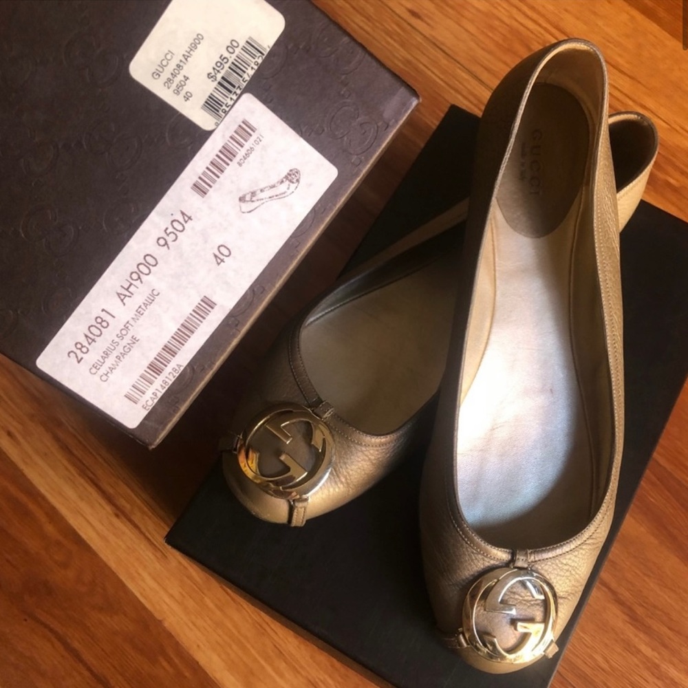 Gucci Cellarius Soft Metallic Flats